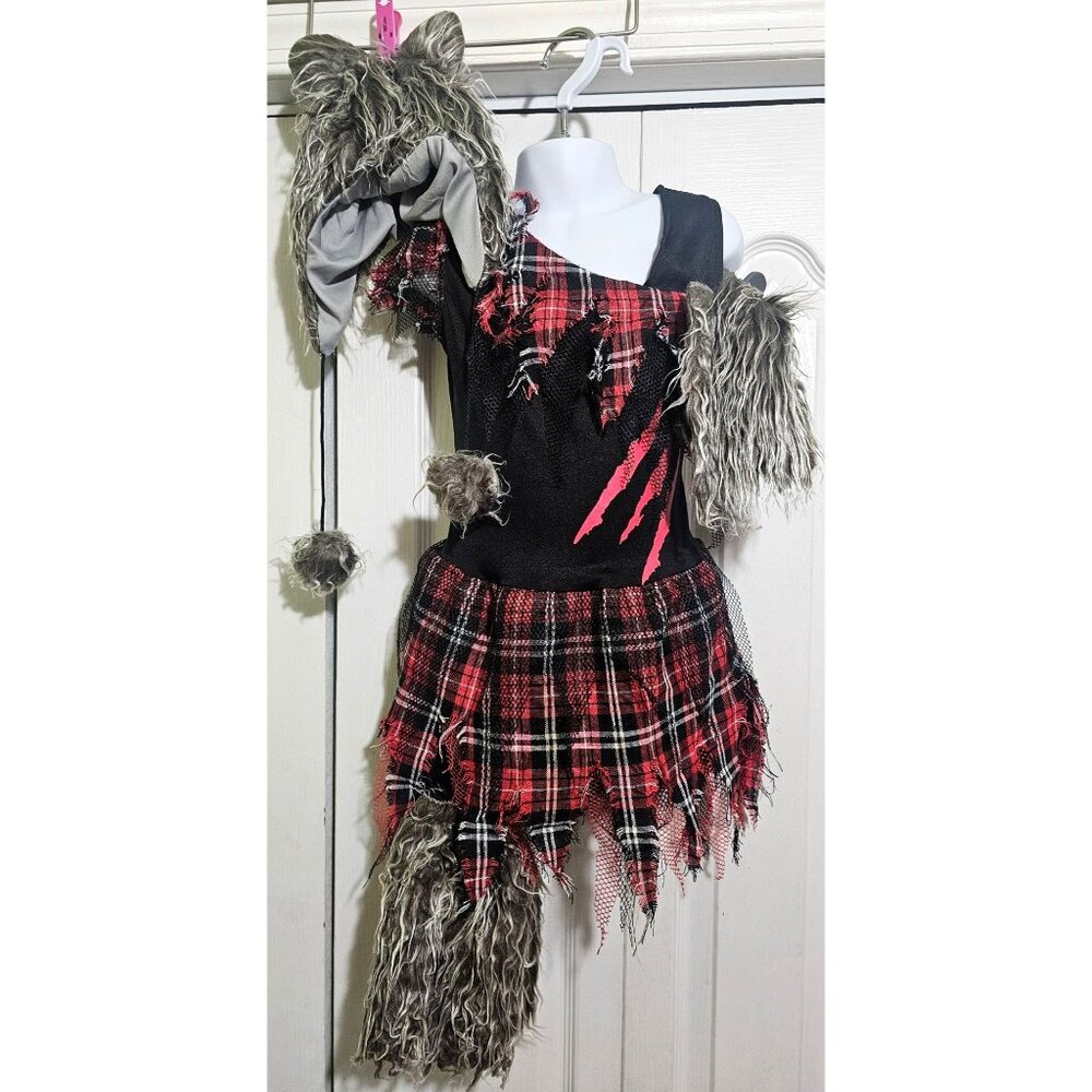 Wild Wolfie Werewolf Costume 4-6 Dress Beanie Hat Boot Covers Gloves Halloween
